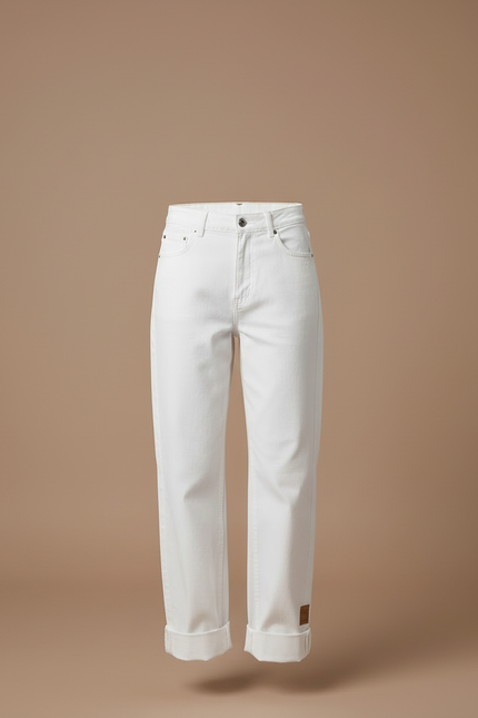 Pantalon Blanc Jean Droit Décontracté Femme - vue 3