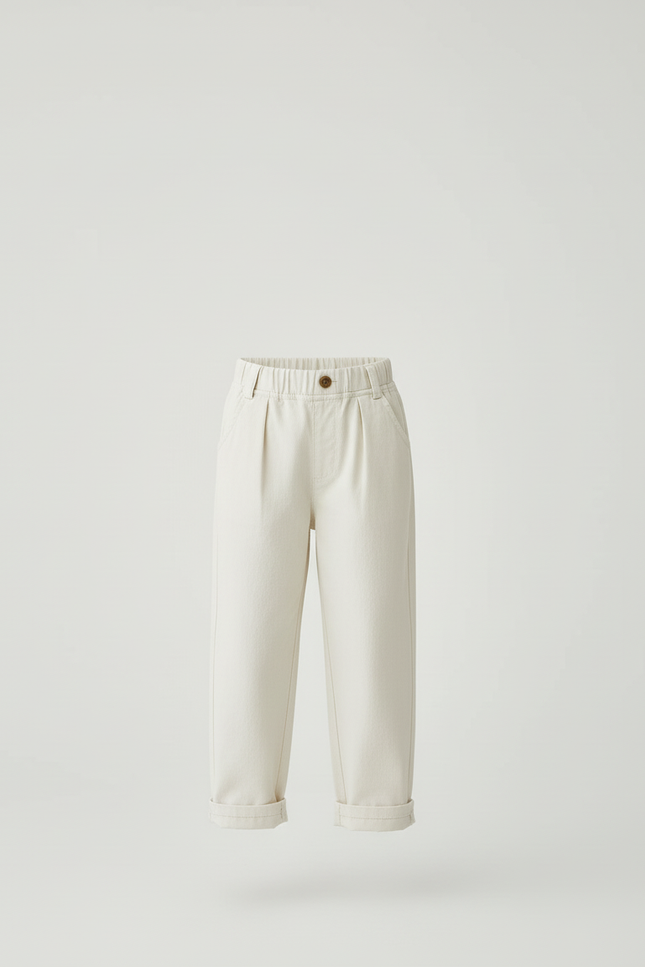 Pantalon Blanc En Coton - Beige - vue 3