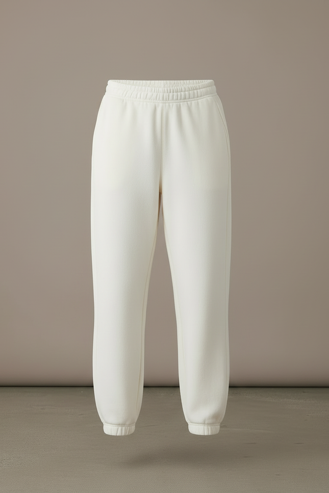 Pantalon Fitness Blanc - Molleton - vue 3