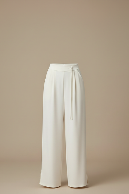 Pantalon Blanc Droit Ample Élégant Fluide Femme - Viscose - vue 3
