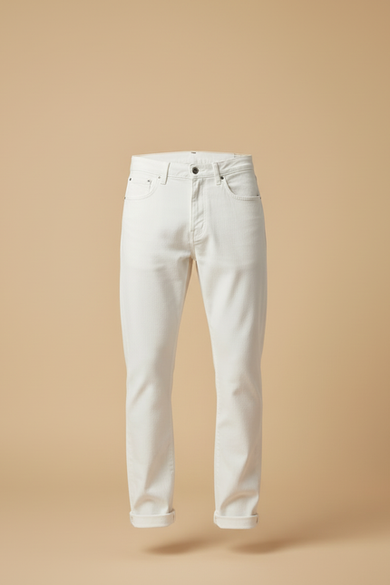 Pantalon Blanc Coton Droit Décontracté Homme - vue 3