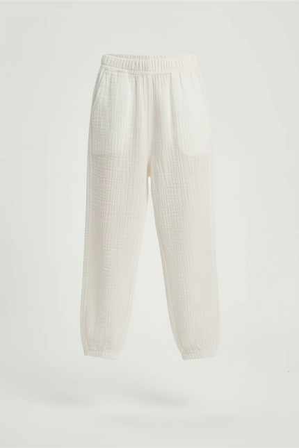 Pantalon Blanc Coton Gaufré Ample Enfant Estival - vue 3