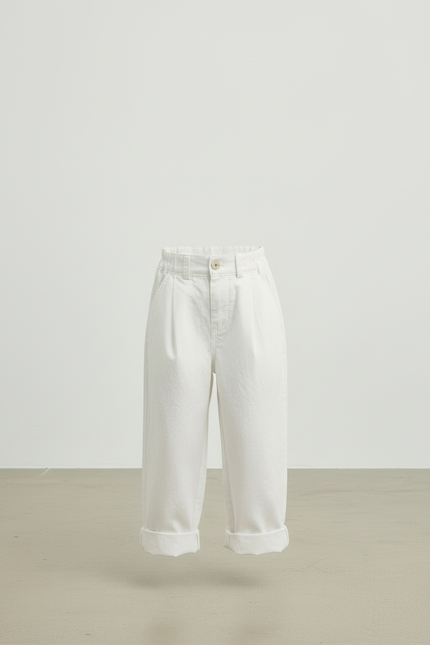 Pantalon Blanc Coton Ample Décontracté Enfant - vue 3
