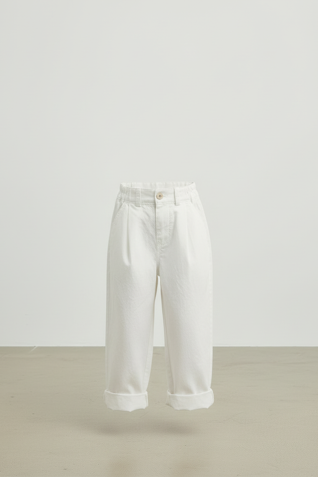 Pantalon Blanc Coton Ample Décontracté Enfant - vue 3