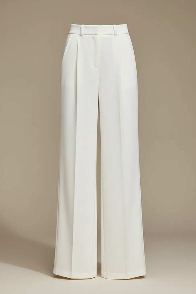 Pantalon Blanc Ample Fluide Taille Haute Élégant - Viscose - vue 3