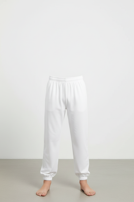 Pantalon Blanc Enfant Basique Sport Coton - Molleton - vue 3
