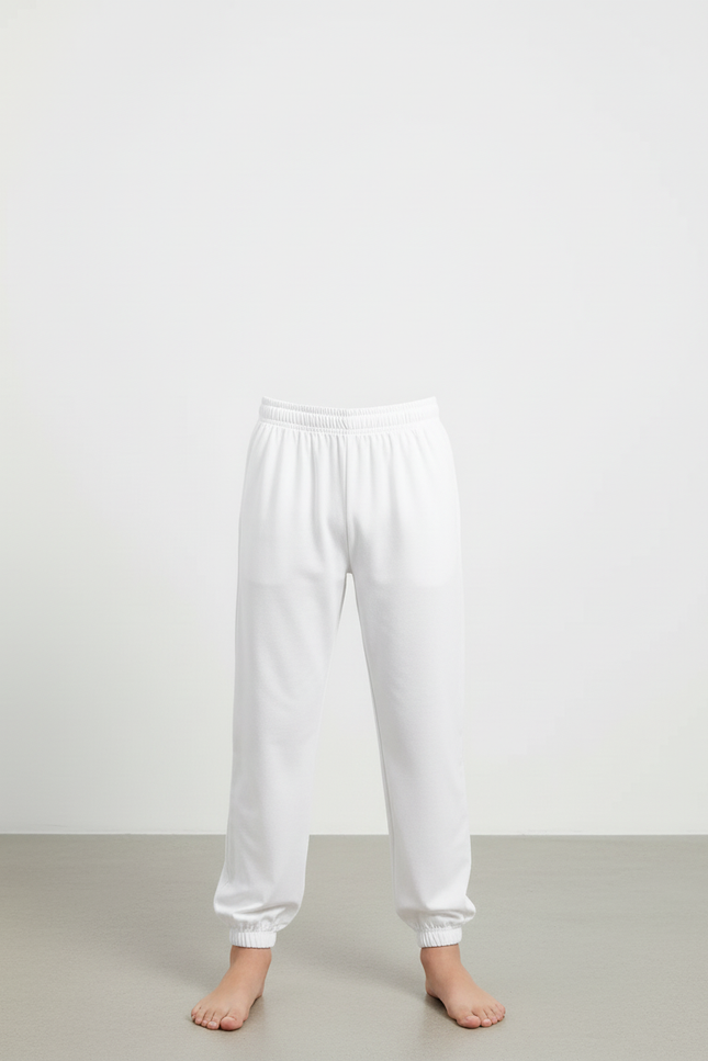 Pantalon Blanc Enfant Basique Sport Coton - Molleton - vue 3