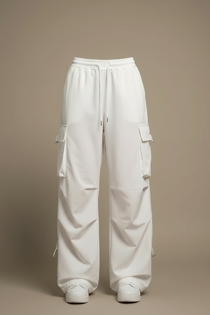 Pantalon Blanc Cargo Ample Décontracté Femmes - Toile - vue 3