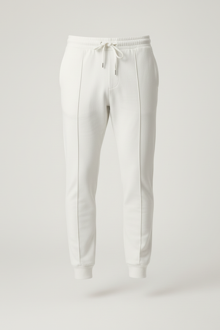 Pantalon Blanc Jogging Cordon Décontracté Confortable Homme - Molleton - vue 3