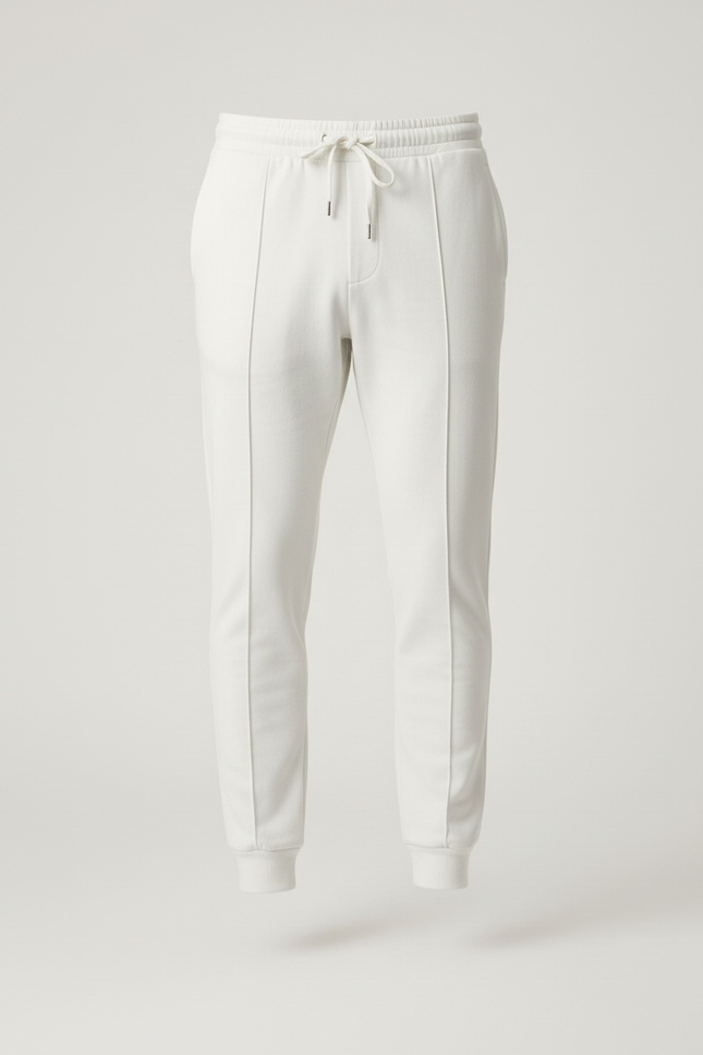 Pantalon Blanc Jogging Cordon Décontracté Confortable Homme - Molleton - vue 3