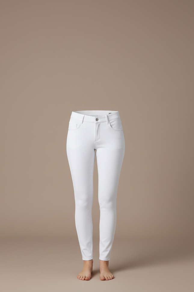 Pantalon Blanc Slim Équestre Stretch Femme - Coton - vue 3