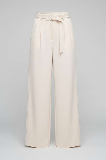 Pantalon Blanc Large Élégant Taille Haute Fluide - Polyester - vue 3