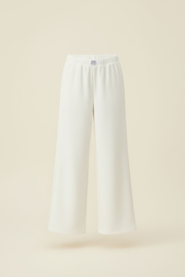Pantalon Blanc Molletonné Ample Décontracté Enfant Fille - vue 3