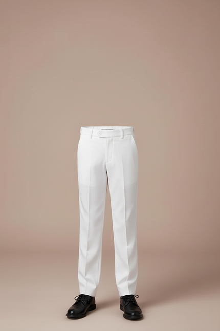 Pantalon Blanc Droit Élégant Garçon Cérémonie - Gabardine - vue 3