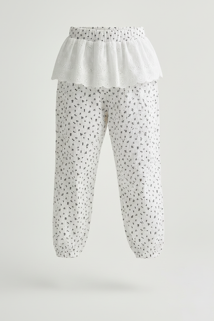 Pantalon Fluide Blanc Et Noir - Imprimé Viscose - vue 3