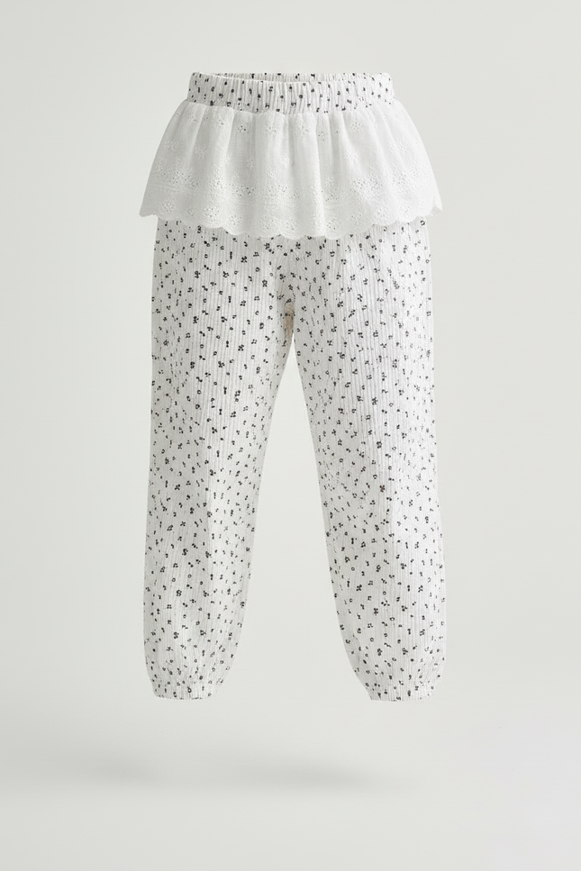 Pantalon Fluide Blanc Et Noir - Imprimé Viscose - vue 3