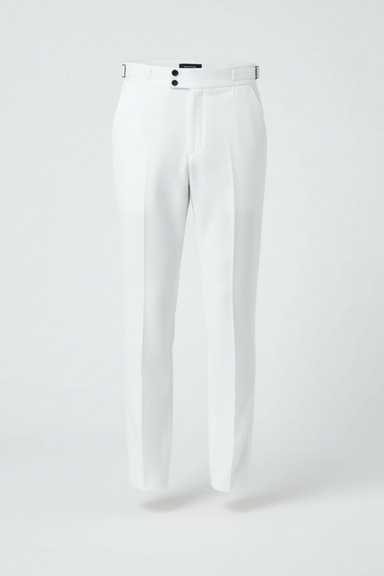 Pantalon Blanc Droit Habillé Élégant Homme - Gabardine - vue 3