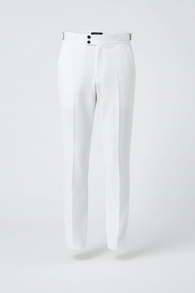 Pantalon Blanc Droit Habillé Élégant Homme - Gabardine - vue 3