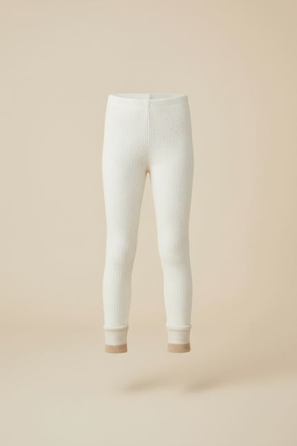 Pantalon Blanc Côtelé Chaud Confortable Enfant - Maille - vue 3