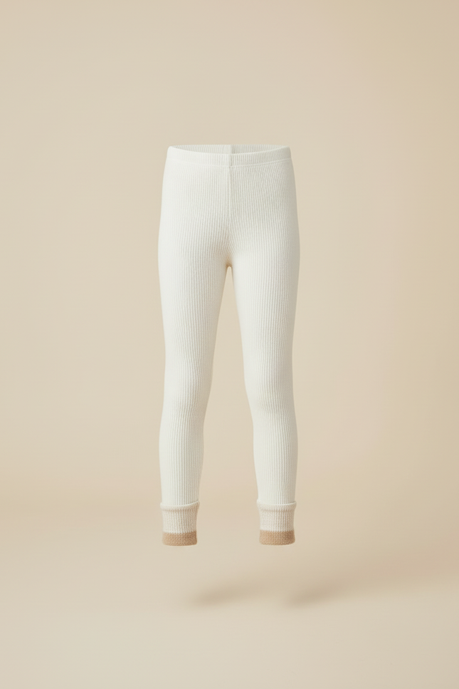 Pantalon Blanc Côtelé Chaud Confortable Enfant - Maille - vue 3