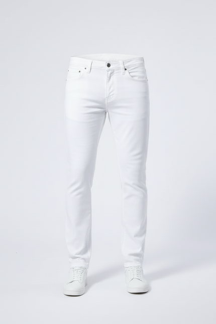 Pantalon Blanc Homme Slim Coton Décontracté - Jean - vue 3