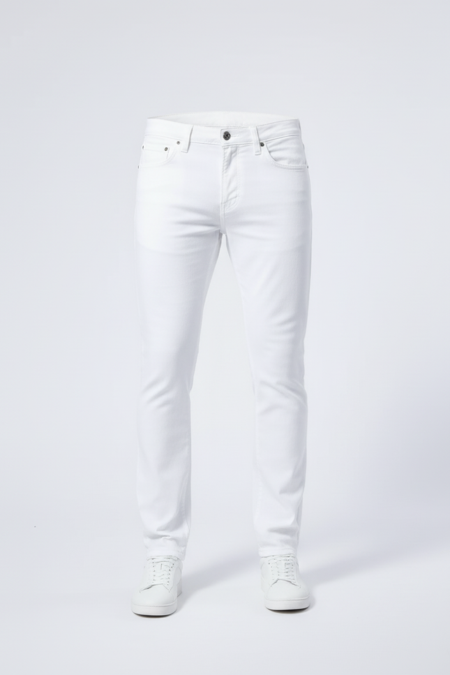 Pantalon Blanc Homme Slim Coton Décontracté - Jean - vue 3