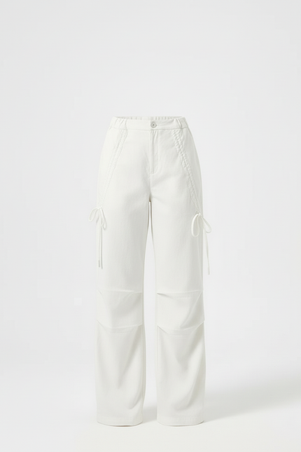 Pantalon Parachute Femme Blanc - Toile - vue 3