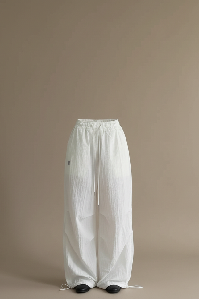 Pantalon Blanc Parachute Ample Taille Haute Femme - Polyester - vue 3