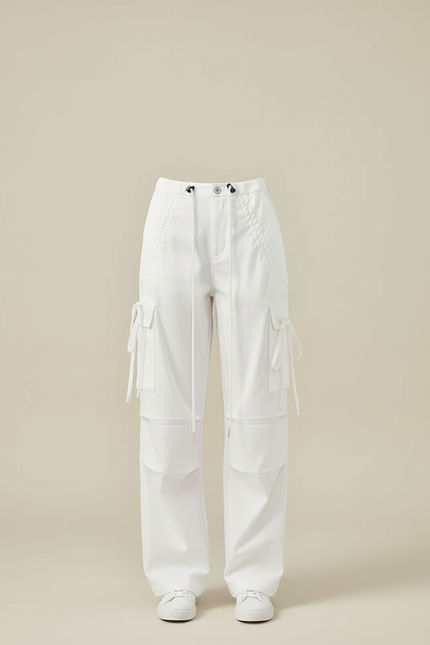 Pantalon Blanc Parachute - Polyester - vue 3
