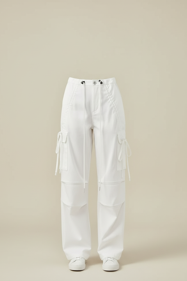 Pantalon Blanc Parachute - Polyester - vue 3