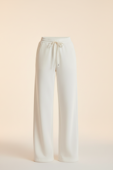 Pantalon Blanc Large Décontracté Cordon Épais - Molleton - vue 3