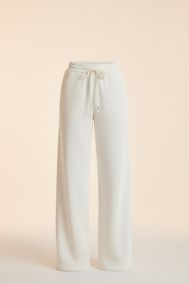 Pantalon Blanc Large Décontracté Cordon Épais - Molleton - vue 3