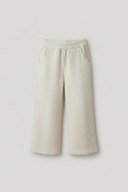 Pantalon Blanc Matelassé Ample Fille Hiver Chaud - Maille - vue 3