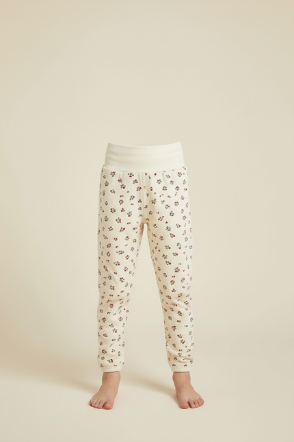 Pantalon Blanc Floral Taille Haute Confortable Enfant - Molleton - vue 3