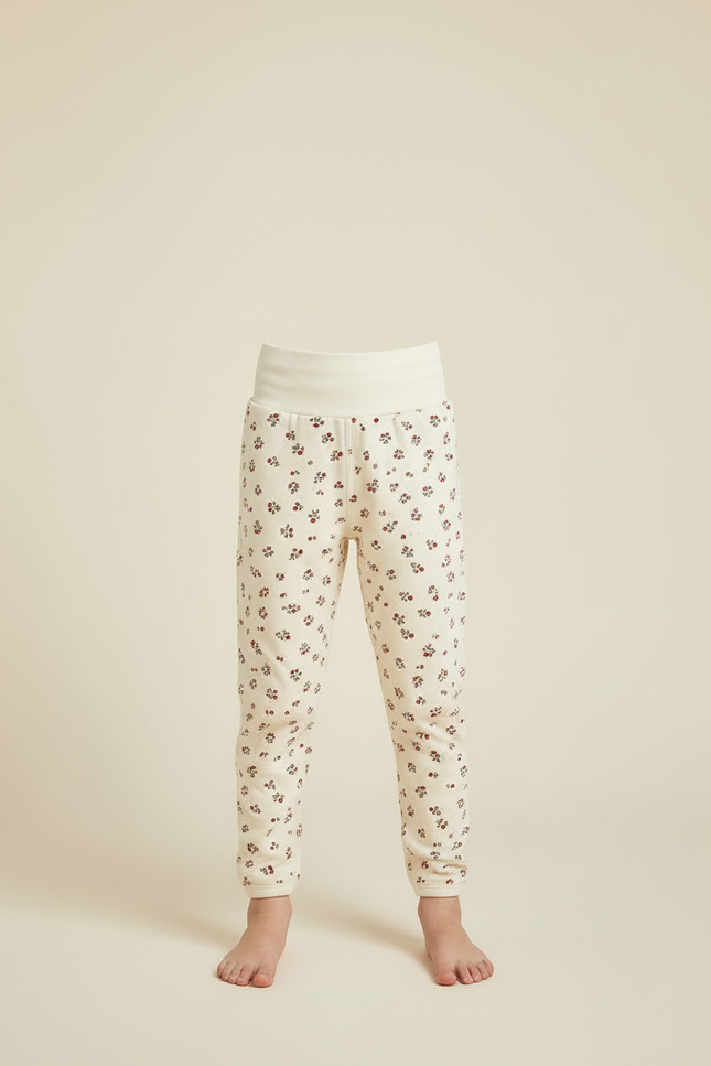Pantalon Blanc Floral Taille Haute Confortable Enfant - Molleton - vue 3