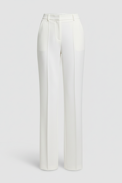 Pantalon Blanc Coupe Droite Taille Haute Élégant - Polyester - vue 3