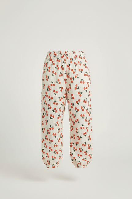 Pantalon Blanc Rouge - Imprimé Coton - vue 3