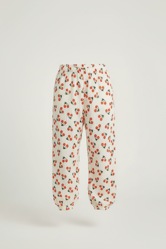 Pantalon Blanc Rouge - Imprimé Coton - vue 3