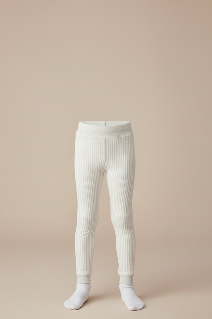 Pantalon Blanc Côtelé Élastique Confortable Enfant - Maille - vue 3
