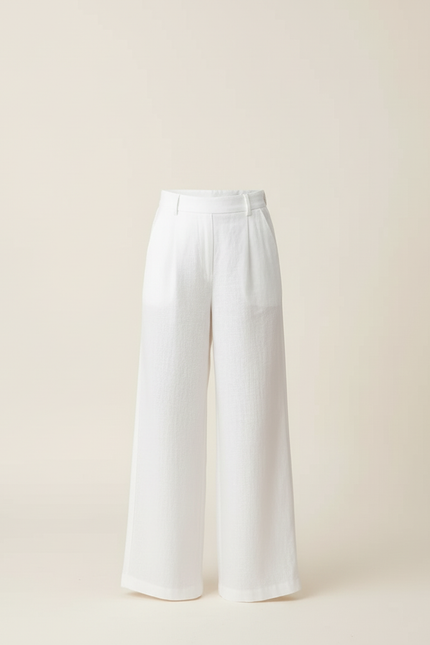 Pantalon Blanc Ample Lin Décontracté Fille Élégant - vue 3