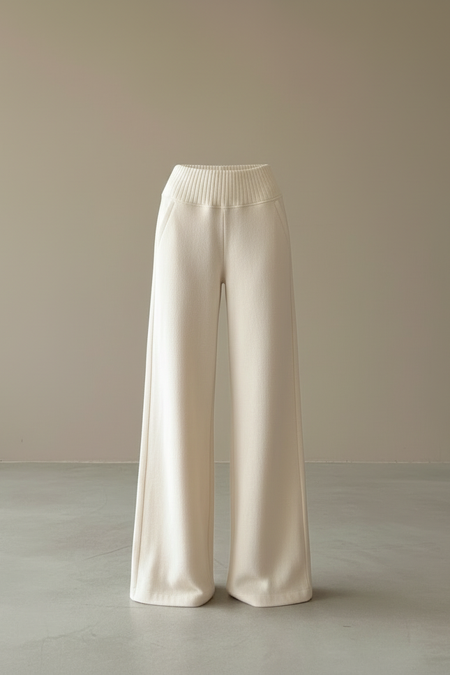 Pantalon Blanc En Coton Femme - Beige Maille - vue 3