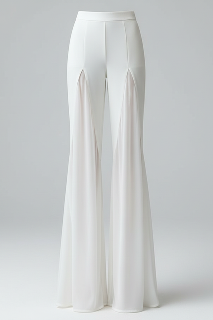 Pantalon Blanc Fluide Transparent Évasé Élégant - Polyester - vue 3