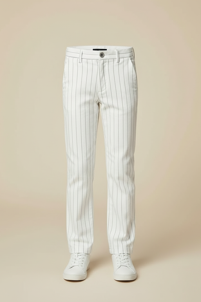 Pantalon Blanc Rayé Garçon Élégant Cérémonie - Coton - vue 3