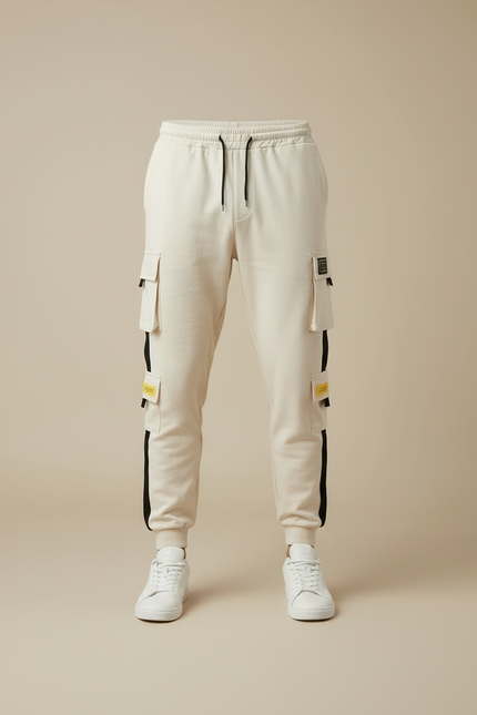 Pantalon Blanc Rayure Noir - Beige Molleton - vue 3