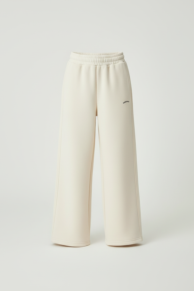Pantalon Blanc Ample Molletonné Enfant Décontracté - Beige - vue 3