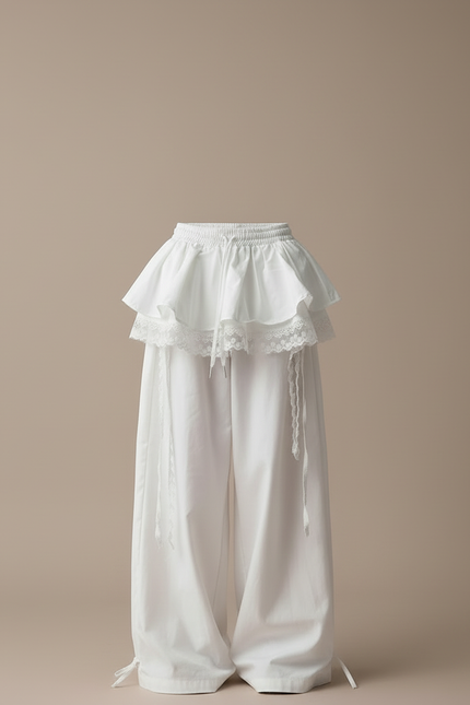 Pantalon Blanc Dentelle Femme - Coton - vue 3