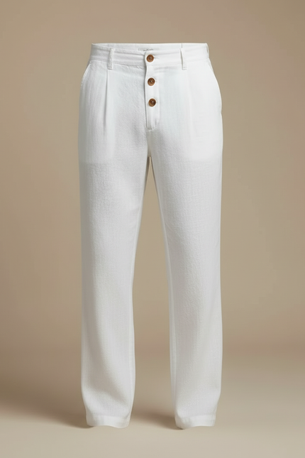 Pantalon Blanc Lin Décontracté Ample Homme - vue 3