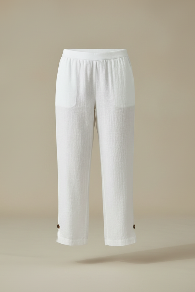 Pantalon Blanc Fendu Femme - Lin - vue 3