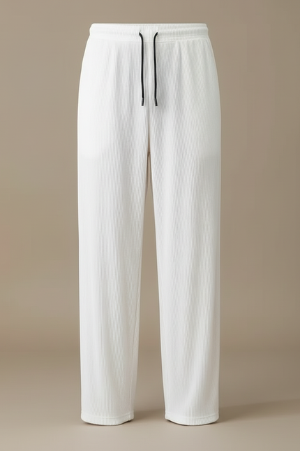 Pantalon Blanc Plissé Droit Ample Léger Homme - Polyester - vue 3