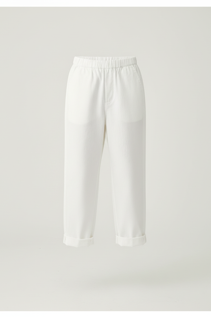 Pantalon Blanc Confortable Ample Décontracté Enfant - Coton - vue 3